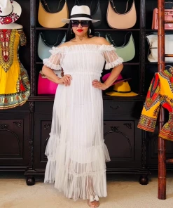 Social Butterfly Collection Sheer White Off The Shoulder Maxi Dress