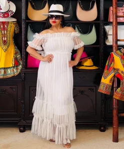 Social Butterfly Collection Sheer White Off The Shoulder Maxi Dress