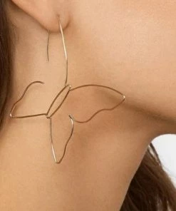 Social Butterfly Collection New Arrivals Gold Abstract Butterfly Earrings