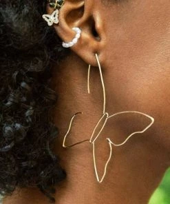 Social Butterfly Collection New Arrivals Gold Abstract Butterfly Earrings