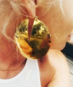 Social Butterfly Collection Concave Luna Brass Hoop Earrings New Arrivals