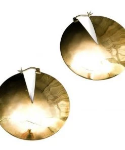 Social Butterfly Collection Concave Luna Brass Hoop Earrings New Arrivals