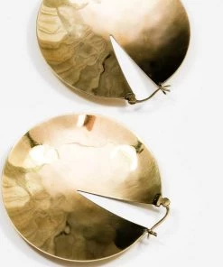 Social Butterfly Collection Concave Luna Brass Hoop Earrings New Arrivals