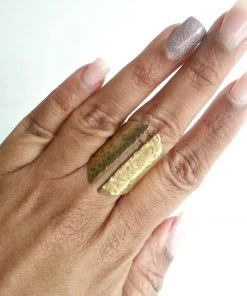 Social Butterfly Collection Hammered Gold Long Open Split Ring
