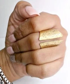 Social Butterfly Collection Hammered Gold Long Open Split Ring