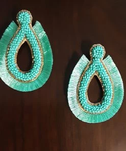 Social Butterfly Collection Turquoise Gold Trim Earrings