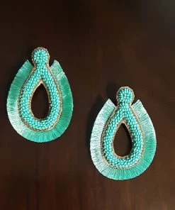 Social Butterfly Collection Turquoise Gold Trim Earrings