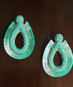 Social Butterfly Collection Turquoise Gold Trim Earrings