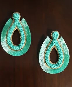 Social Butterfly Collection Turquoise Gold Trim Earrings