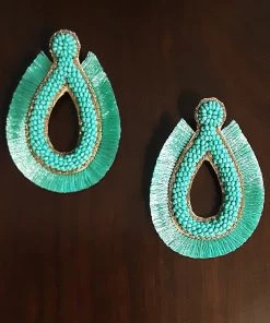 Social Butterfly Collection Turquoise Gold Trim Earrings