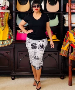 Social Butterfly Collection Plus Size V-Neck Cotton T-Shirt