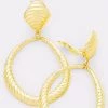 Social Butterfly Collection Sale Clip On Gold Rippled Dangle Hoop