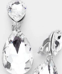 Social Butterfly Collection Clip On Crystal Tear Drop Earrings