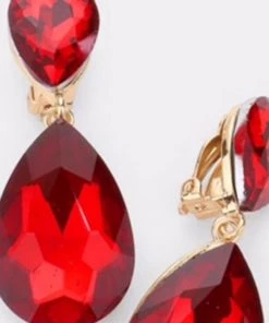 Social Butterfly Collection Clip On Crystal Tear Drop Earrings