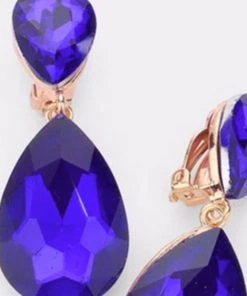 Social Butterfly Collection Clip On Crystal Tear Drop Earrings