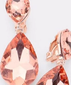 Social Butterfly Collection Clip On Crystal Tear Drop Earrings