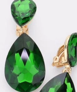 Social Butterfly Collection Clip On Crystal Tear Drop Earrings