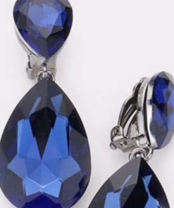 Social Butterfly Collection Clip On Crystal Tear Drop Earrings
