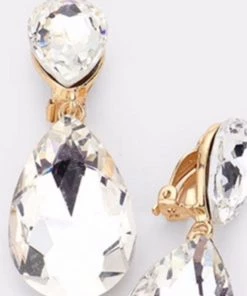 Social Butterfly Collection Clip On Crystal Tear Drop Earrings