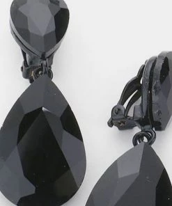 Social Butterfly Collection Clip On Crystal Tear Drop Earrings