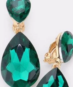 Social Butterfly Collection Clip On Crystal Tear Drop Earrings