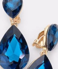 Social Butterfly Collection Clip On Crystal Tear Drop Earrings