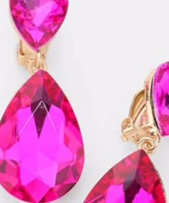 Social Butterfly Collection Clip On Crystal Tear Drop Earrings