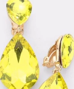 Social Butterfly Collection Clip On Crystal Tear Drop Earrings