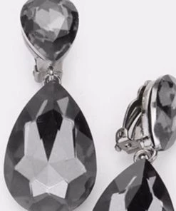Social Butterfly Collection Clip On Crystal Tear Drop Earrings
