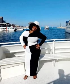 Social Butterfly Collection Color Block Plus Size Two Piece Skirt Set