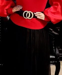 Social Butterfly Collection Black Stretchy Pearl Detail Belt Accessories