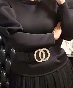 Social Butterfly Collection Black Stretchy Pearl Detail Belt Accessories