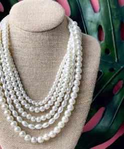 Social Butterfly Collection 5 Strand Pearl Necklace