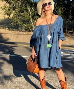 Social Butterfly Collection Denim Plus Size Baby Doll Dress