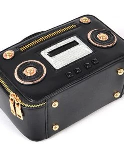 Social Butterfly Collection Black Whimsical Boombox Handbag Sale