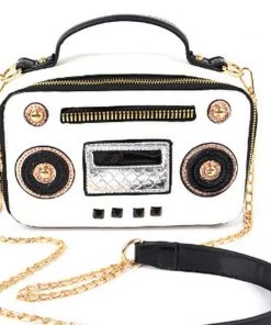Social Butterfly Collection White Whimsical Boombox Handbag Sale
