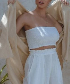 Social Butterfly Collection New Arrivals Off White Wide Leg Linen Pants