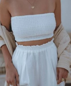 Social Butterfly Collection New Arrivals Off White Wide Leg Linen Pants