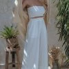 Social Butterfly Collection New Arrivals Off White Wide Leg Linen Pants