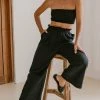 Social Butterfly Collection Black Wide Leg Linen Pants New Arrivals