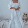 Social Butterfly Collection Linen Off White Mid Length Dress