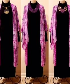 Social Butterfly Collection Purple Pink Tie Dye Kimono Sleeve Sheer Duster New Arrivals