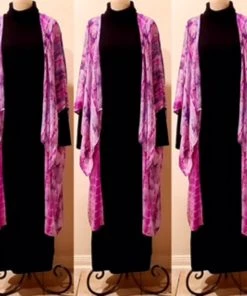 Social Butterfly Collection Purple Pink Tie Dye Kimono Sleeve Sheer Duster New Arrivals