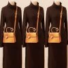 Social Butterfly Collection Mustard Faux Ostrich Gold Handle Handbag