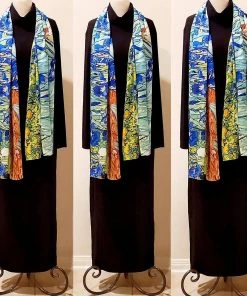 Social Butterfly Collection Modern Art Blue Floral Motif Oversized Scarf Shawl New Arrivals