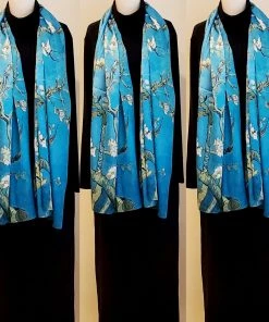 Social Butterfly Collection Modern Art Almond Blossom Motif Oversized Scarf Shawl