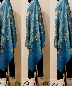 Social Butterfly Collection Modern Art Almond Blossom Motif Oversized Scarf Shawl