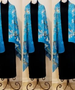 Social Butterfly Collection Modern Art Almond Blossom Motif Oversized Scarf Shawl