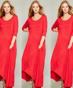 Social Butterfly Collection Sale Really Red Handkerchief Maxi Dress