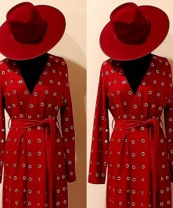 Social Butterfly Collection Dark Red Faux Suede Silver Grommet Jacket